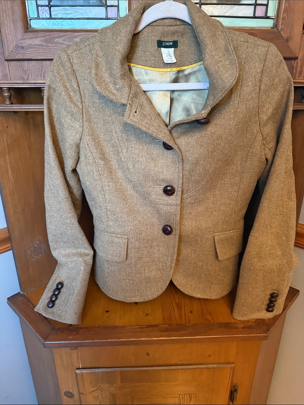 J.Crew Tan 100% Wool Tailored Blazer Jacket - Size 2 FA07